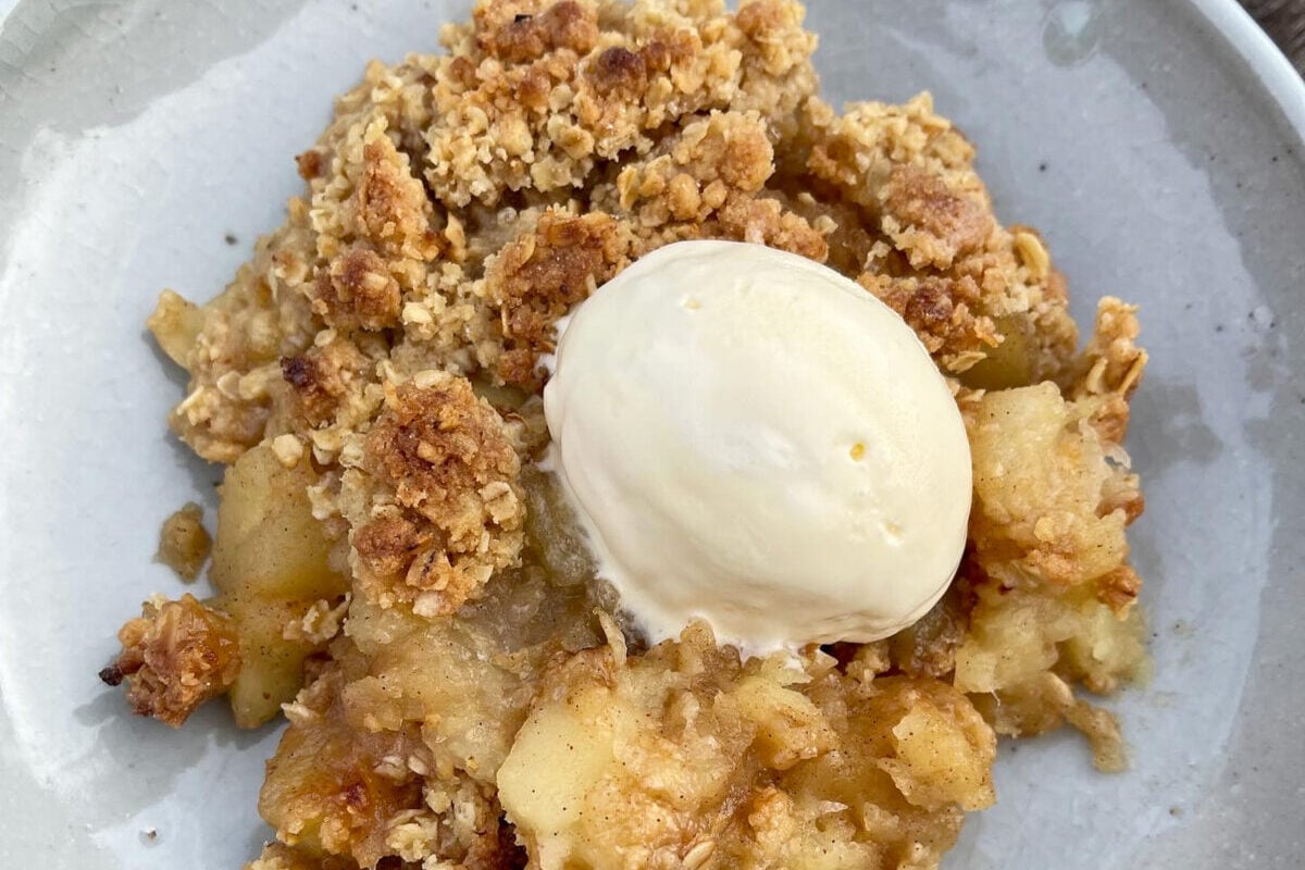 classic apple crumble and ice cream