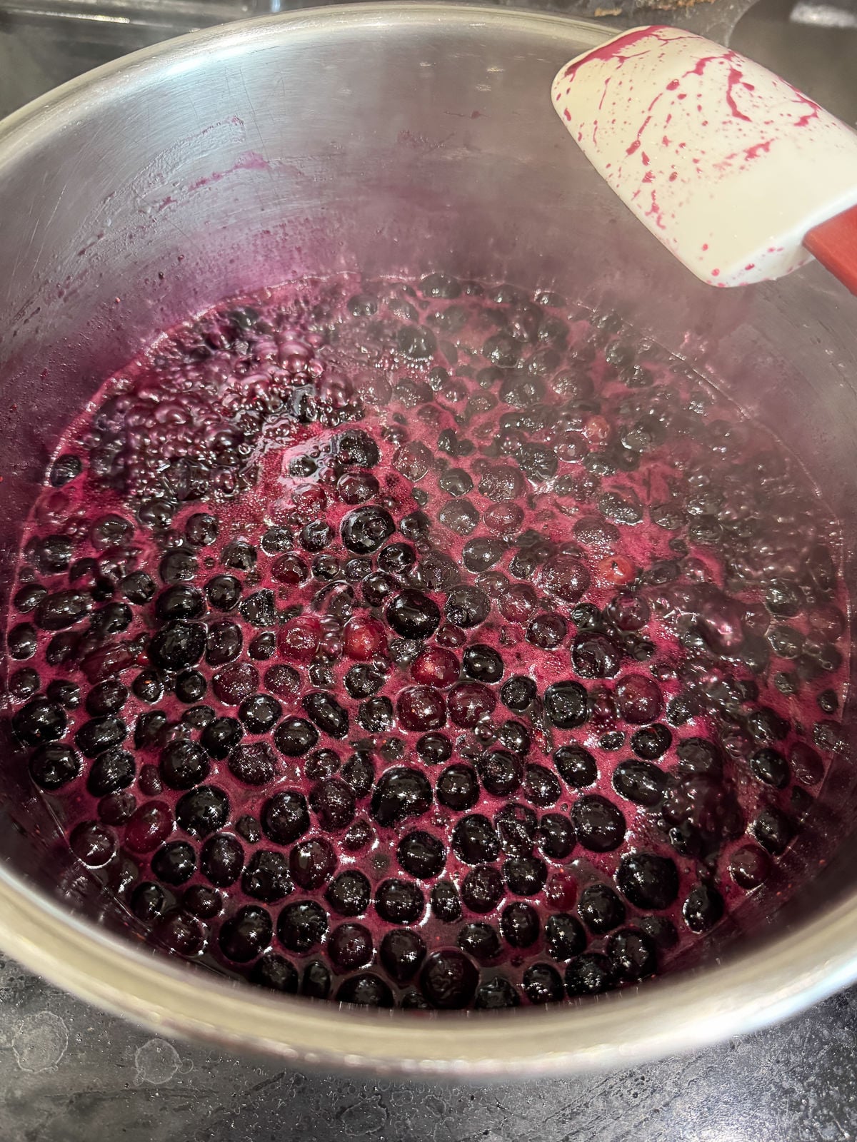 cooking blueberries on the stove