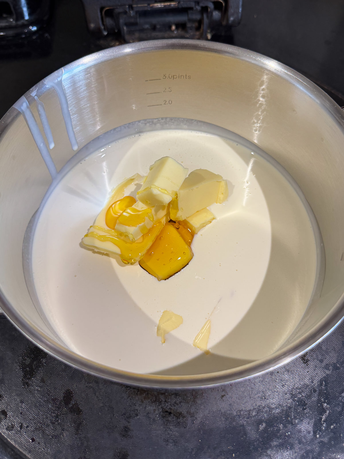 cream warming with butter golden syrup