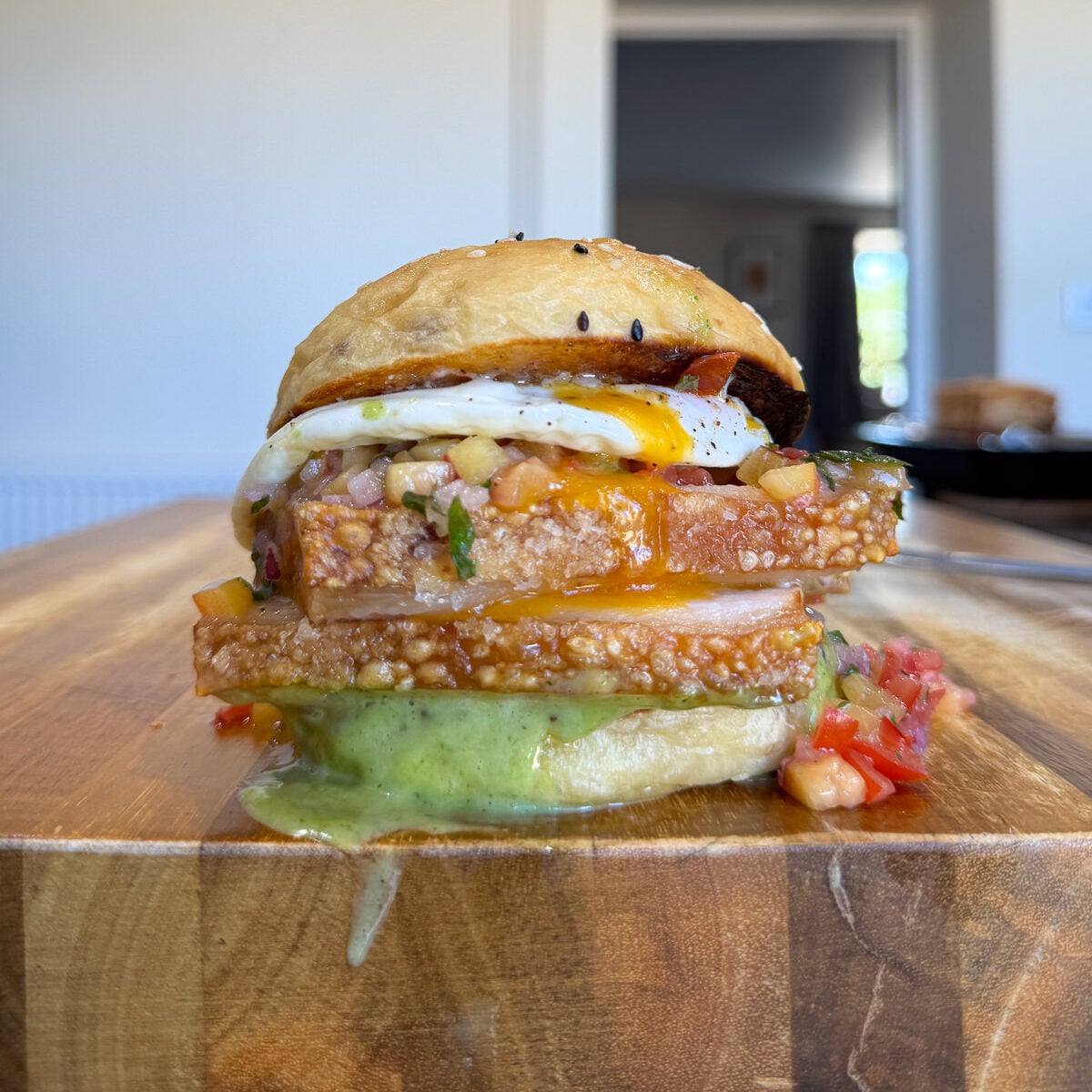 crispy pork belly sandwich