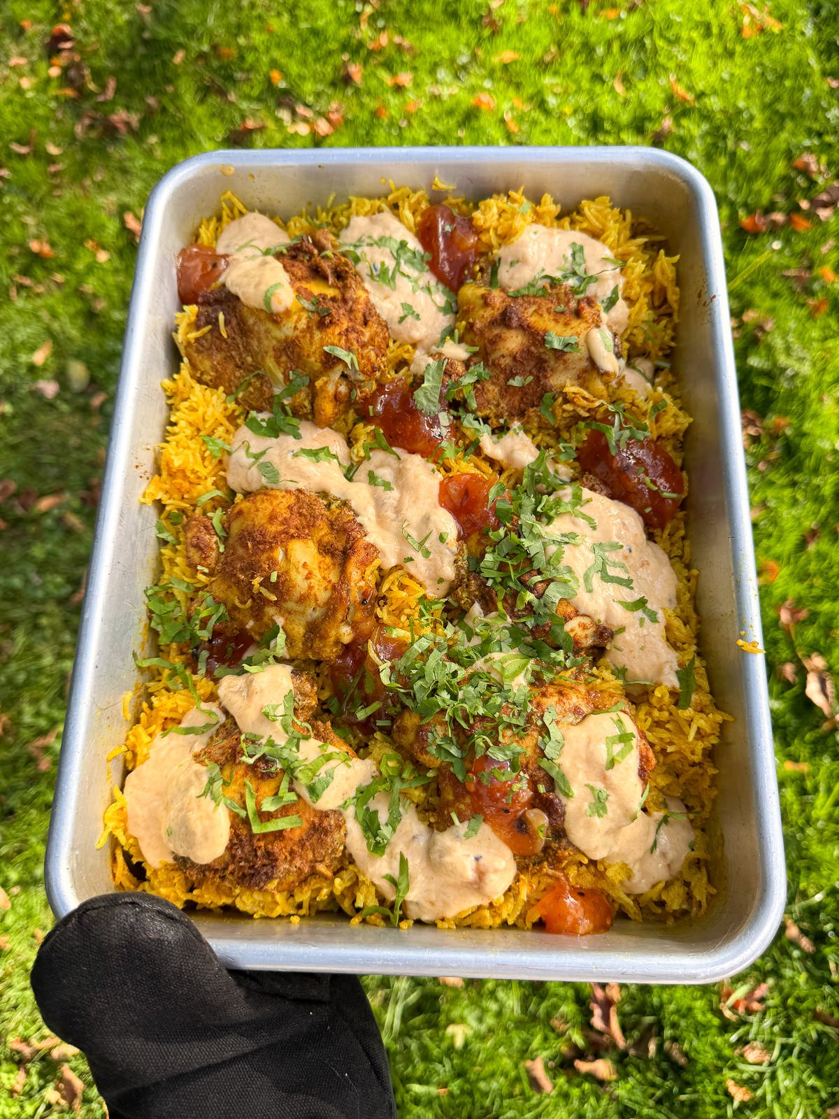 tikka masala chicken curry rice traybake