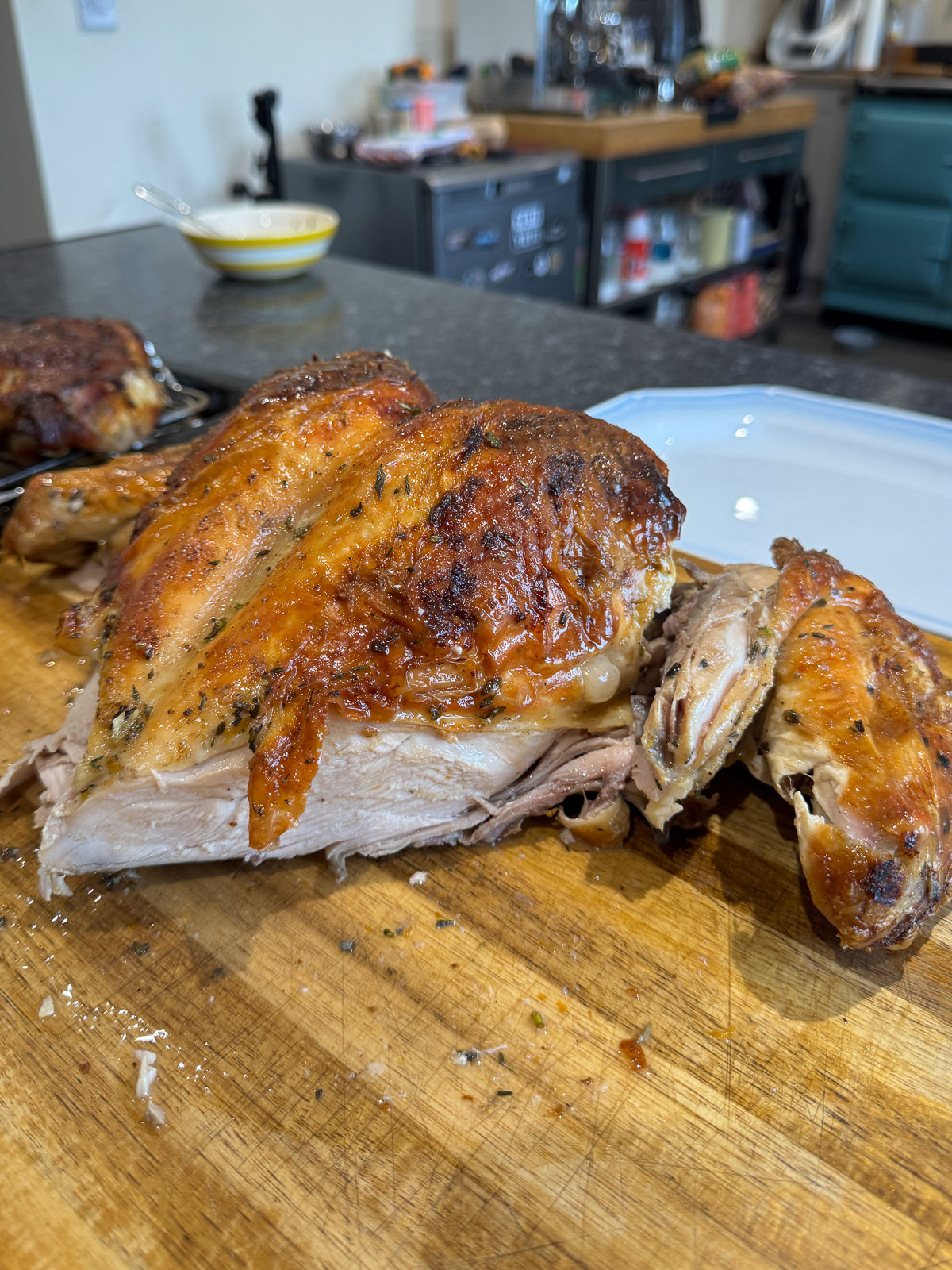cutting turkey through wing joint