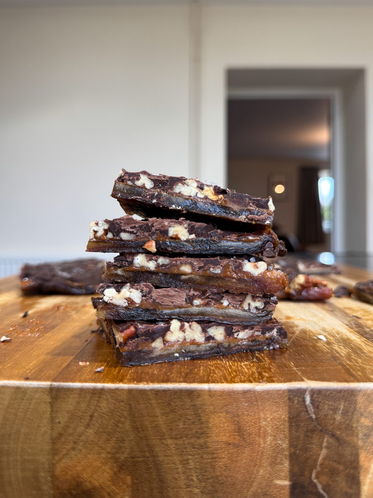 stack of homemade date bark