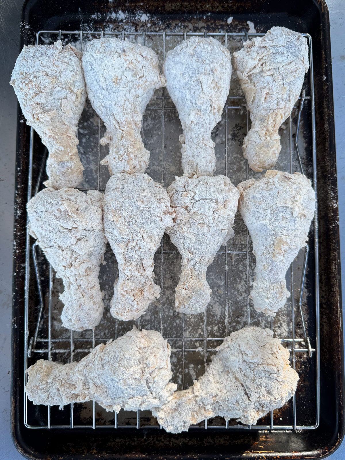 dredged buttermilk chicken pieces