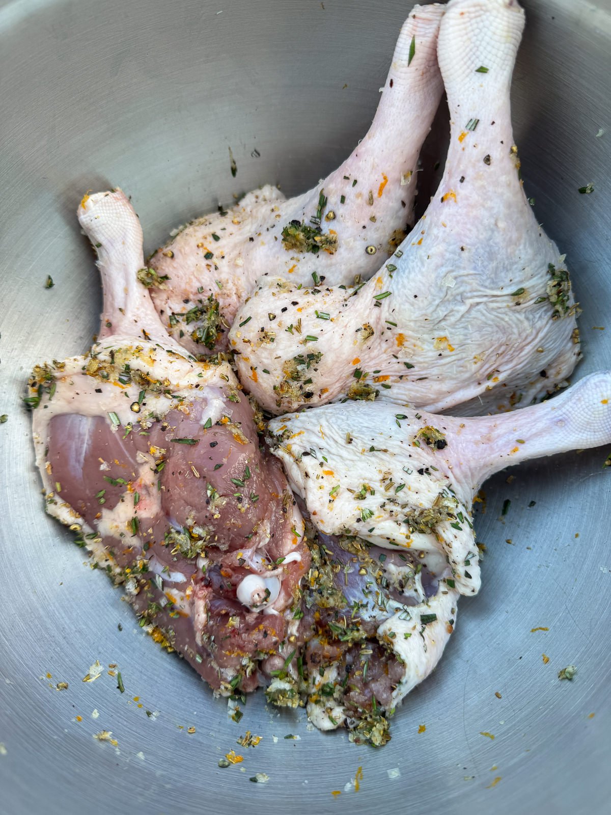 duck legs coated in cure