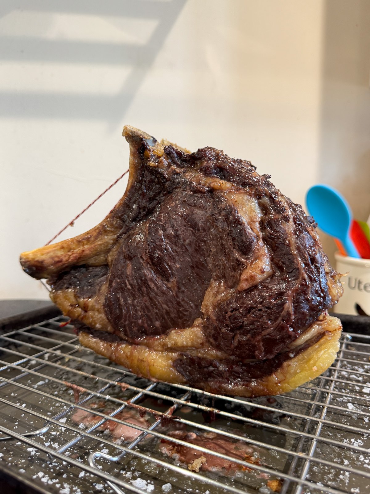 flipped rib of beef to cook evenly