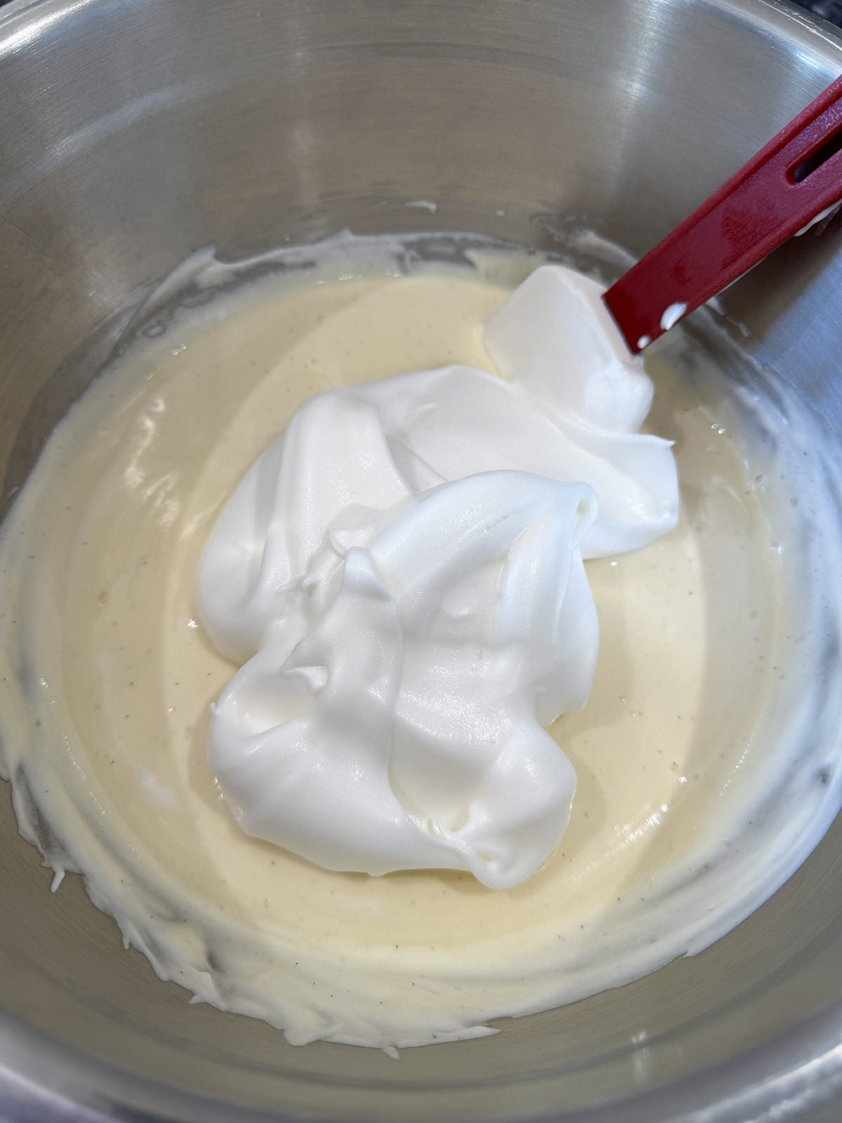 folding egg whites into custard