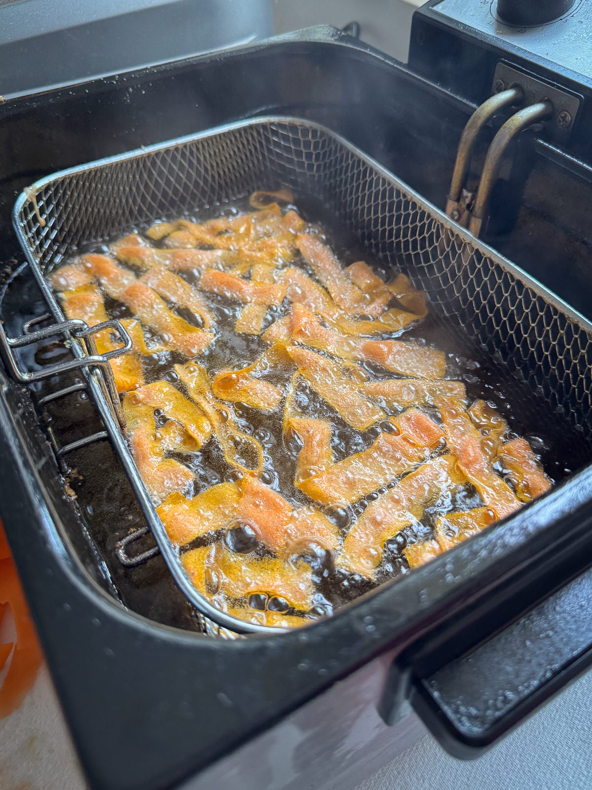 deep fried carrot ribbons for crisps