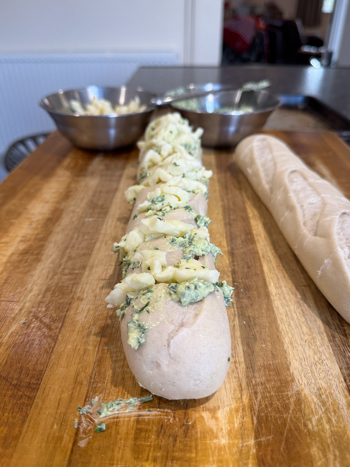 hassle back garlic bread assembly