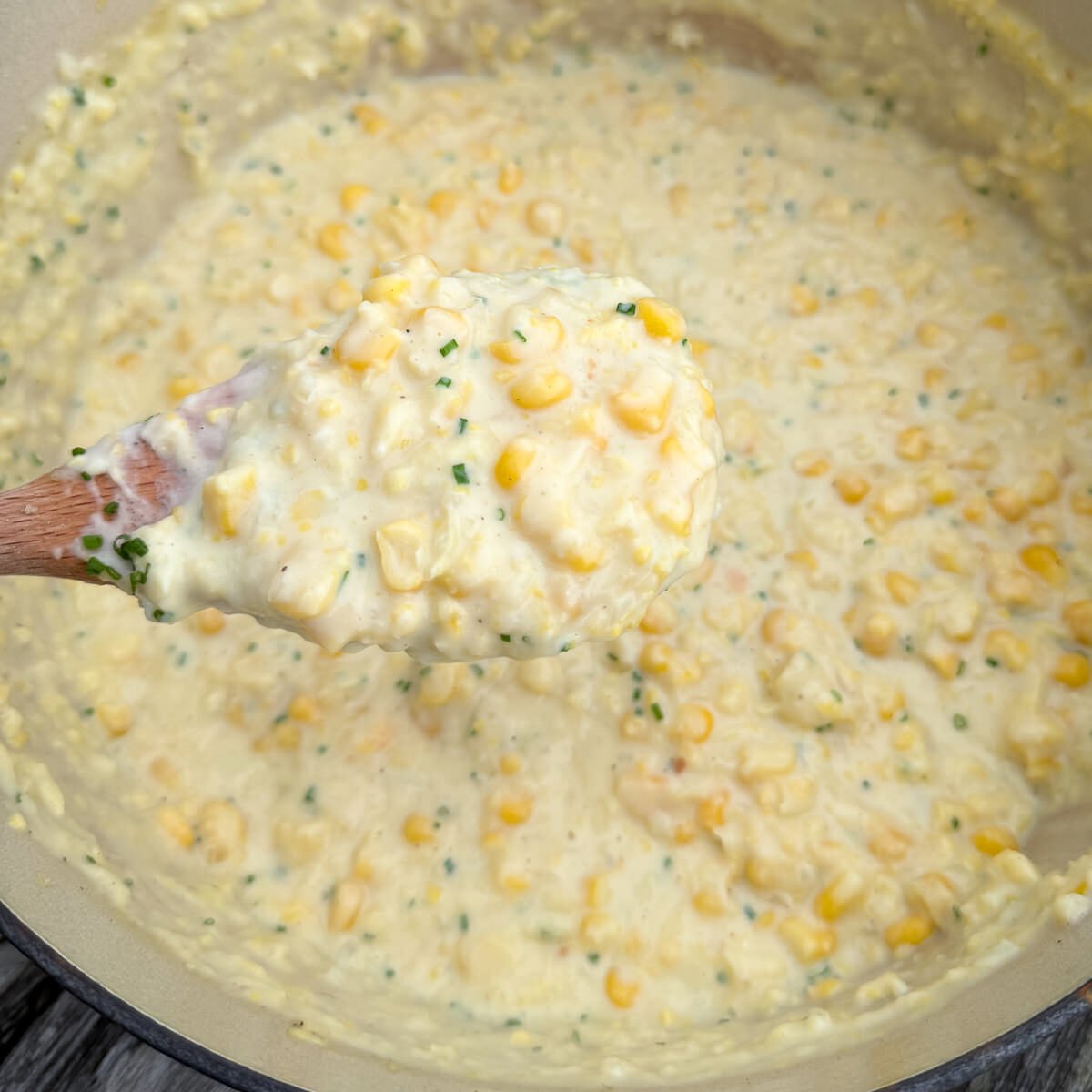 garlic parmesan creamed corn with chives
