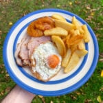 honey roast ham egg and chips