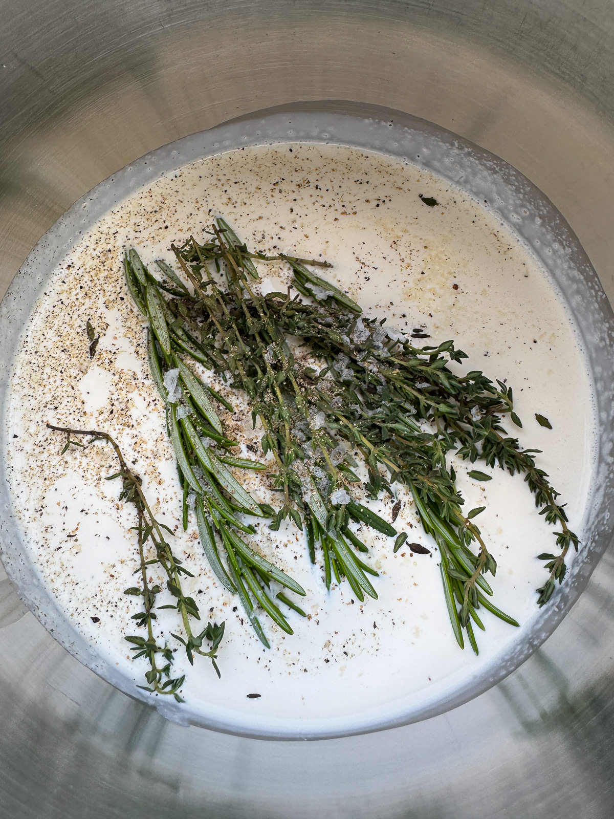 cream infused with fresh herbs