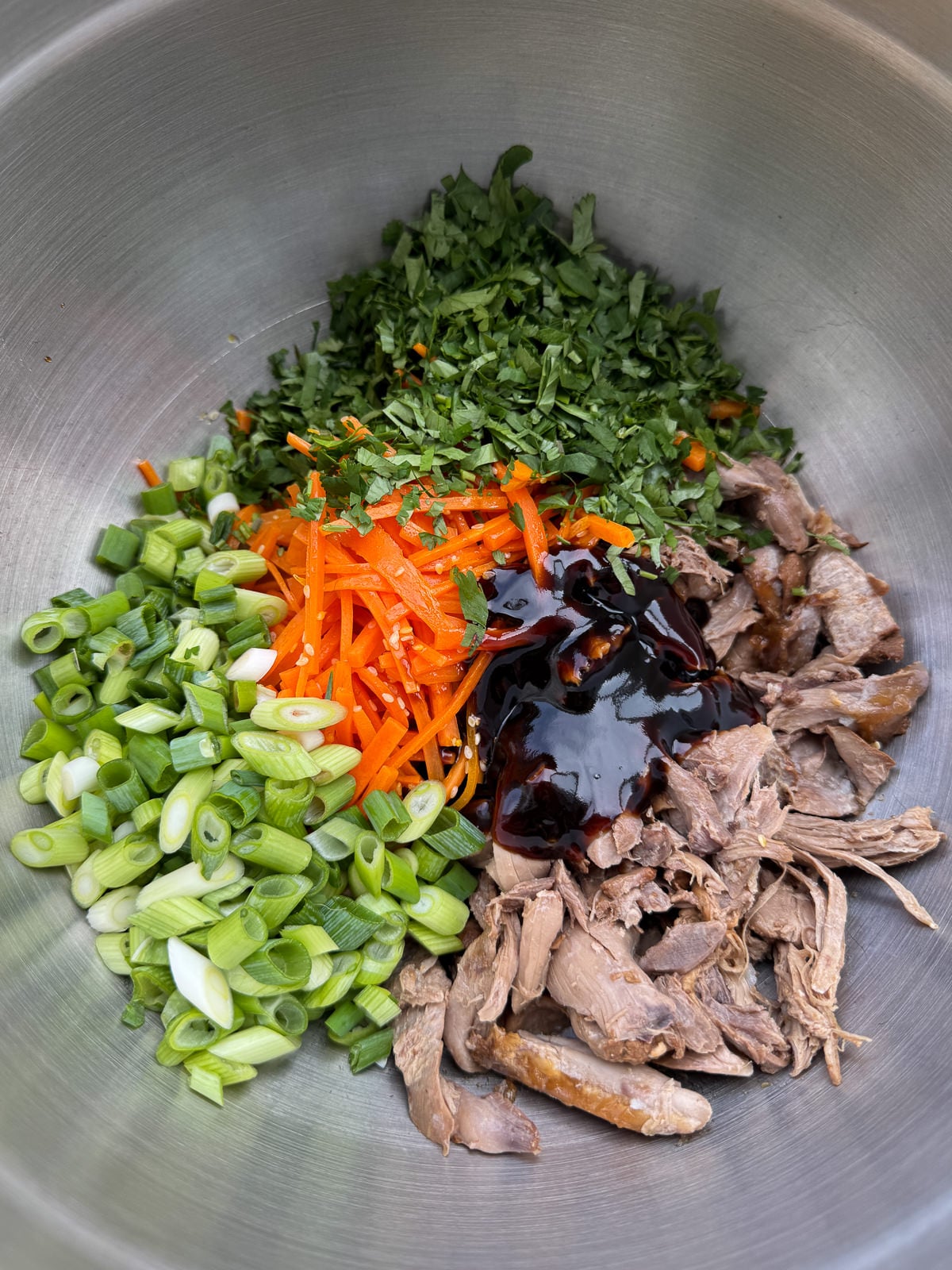 ingredients for duck spring rolls