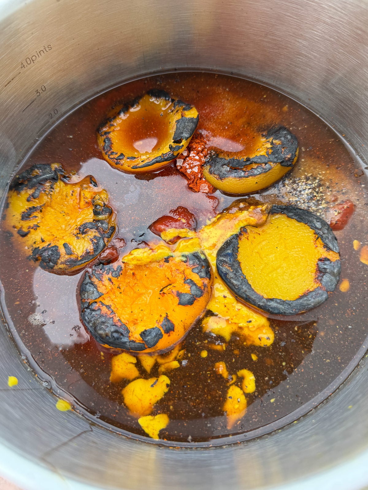 ingredients for burnt peach sauce