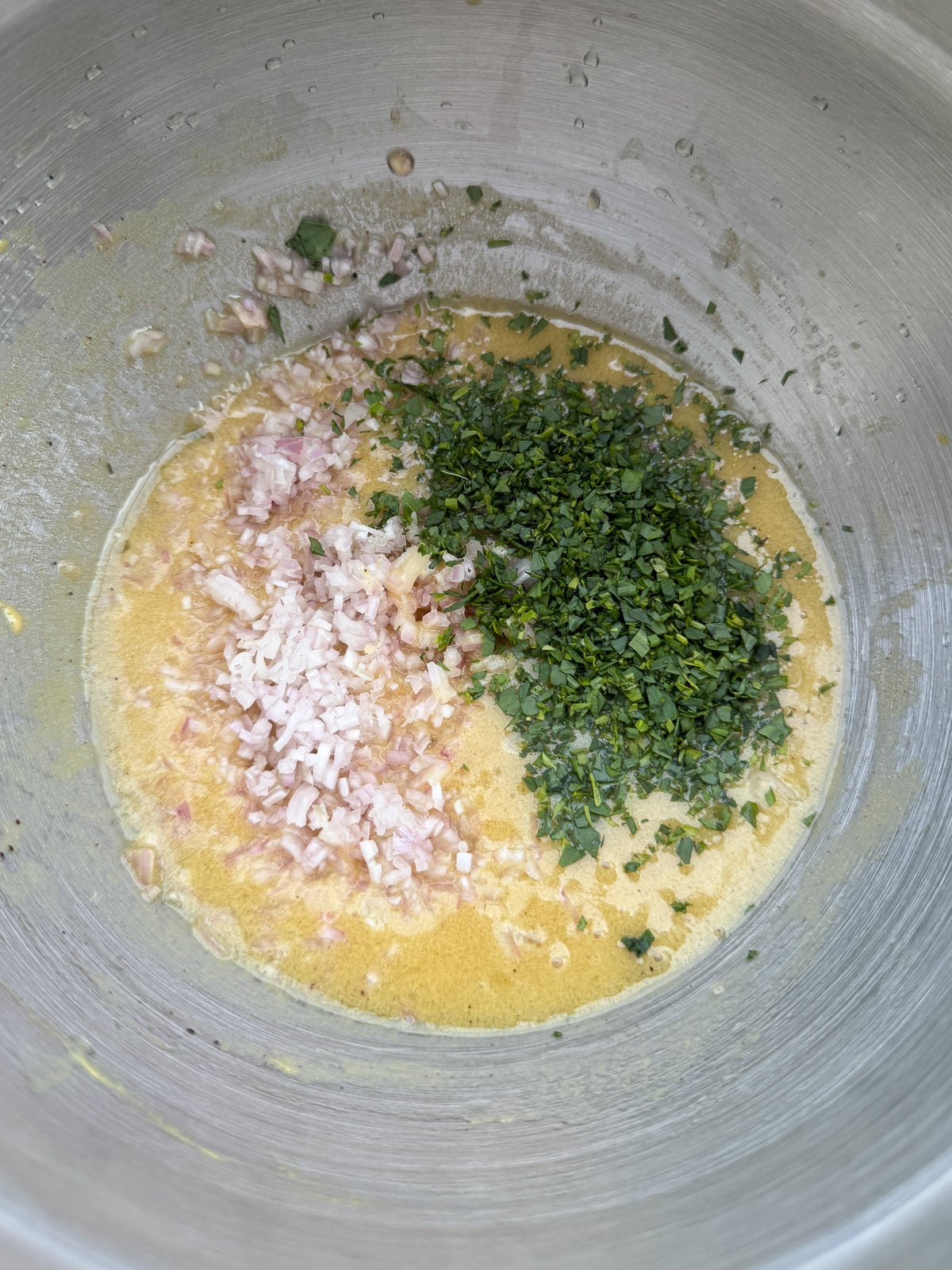ingredients for tarragon shallot salad dressing