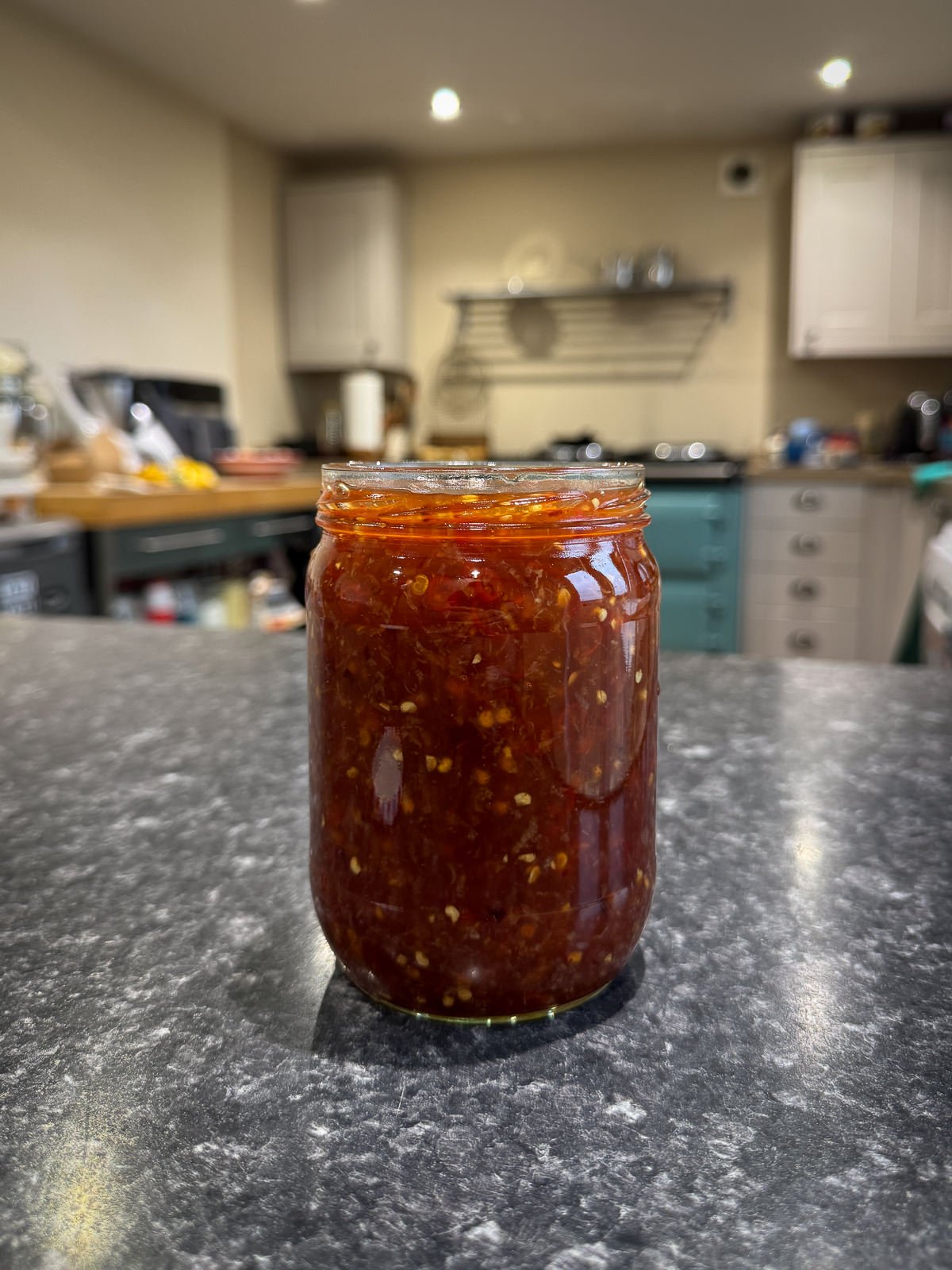 jar of homemade chilli sauce
