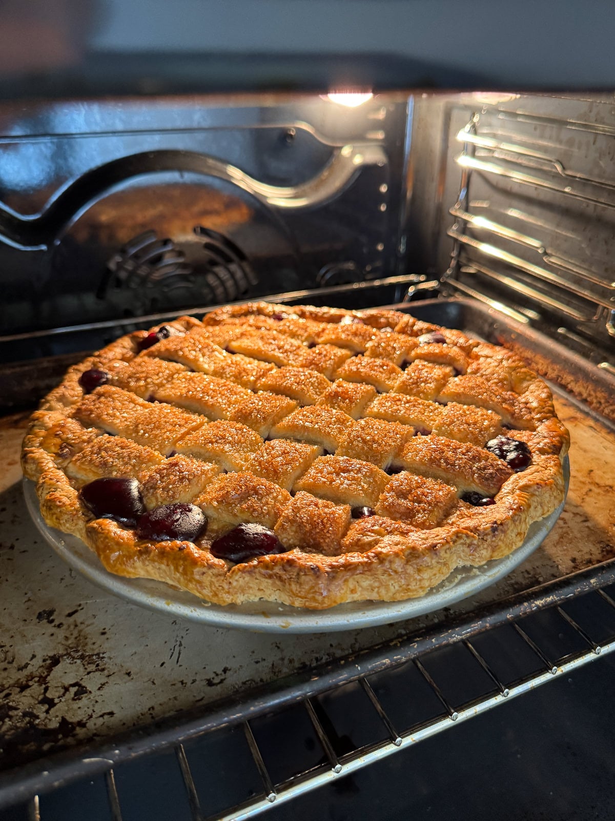 lattice pie in oven
