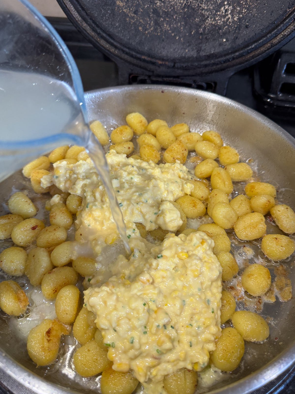 leftover creamed corn with pasta water to make sauce