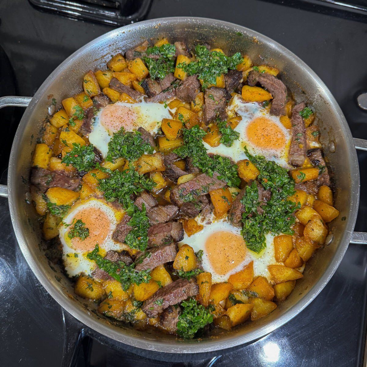 leftover roast beef hash with chimichurri