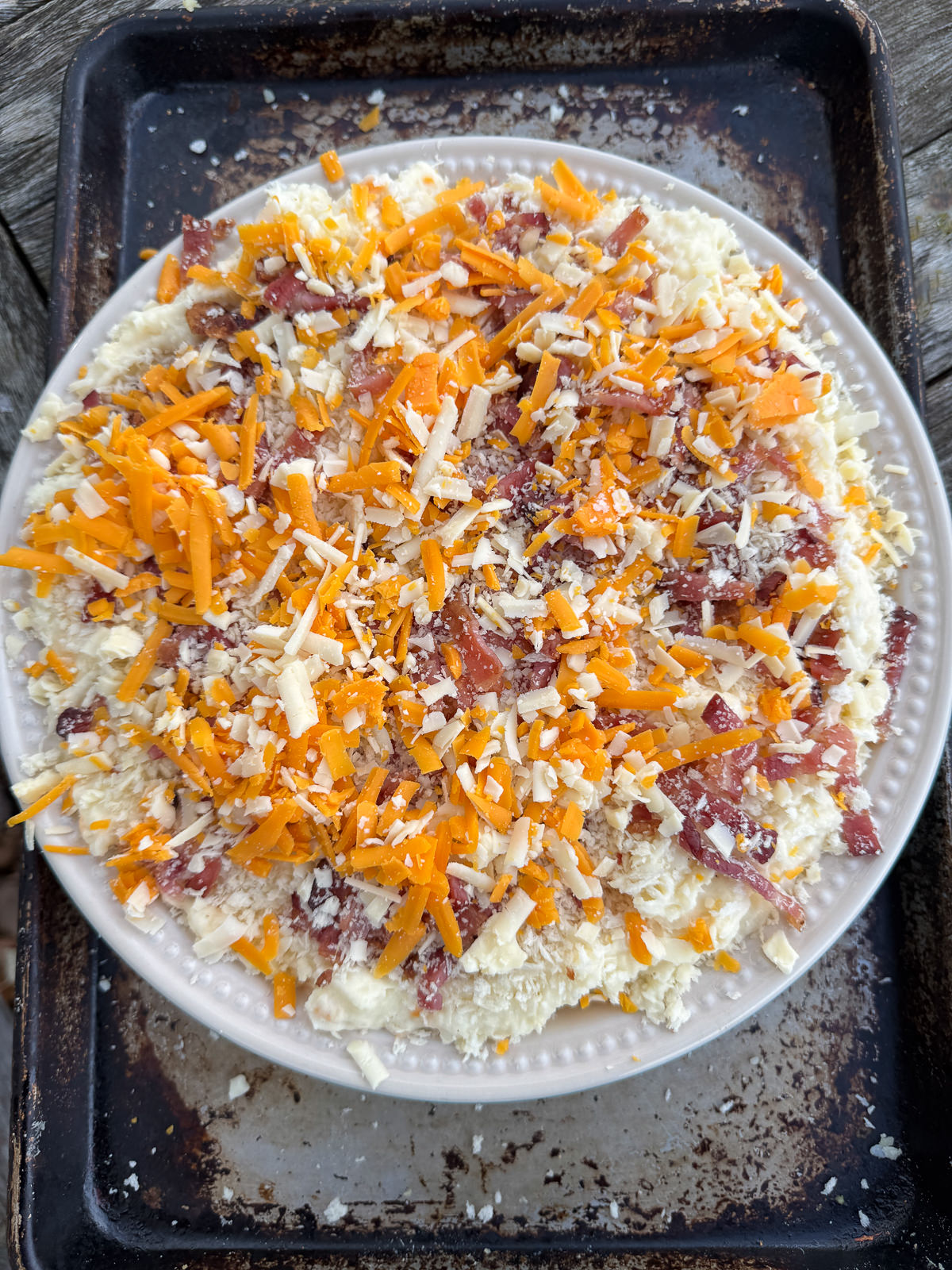 mashed potato casserole ready to bake