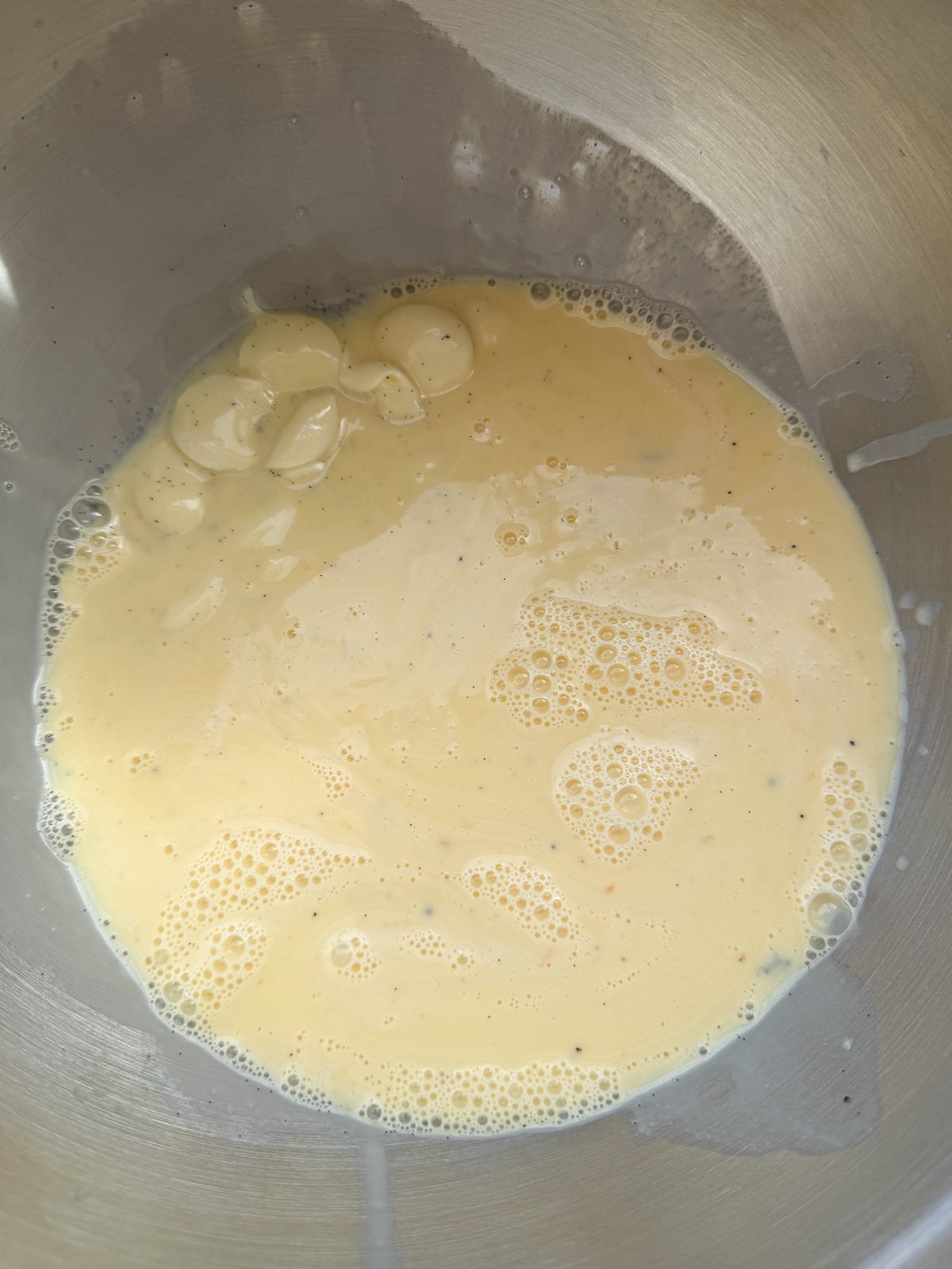 melting white chocolate with custard