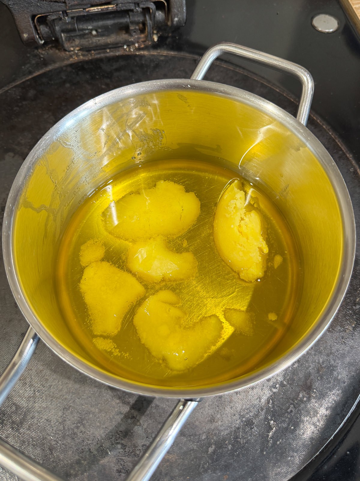melting ghee in pan