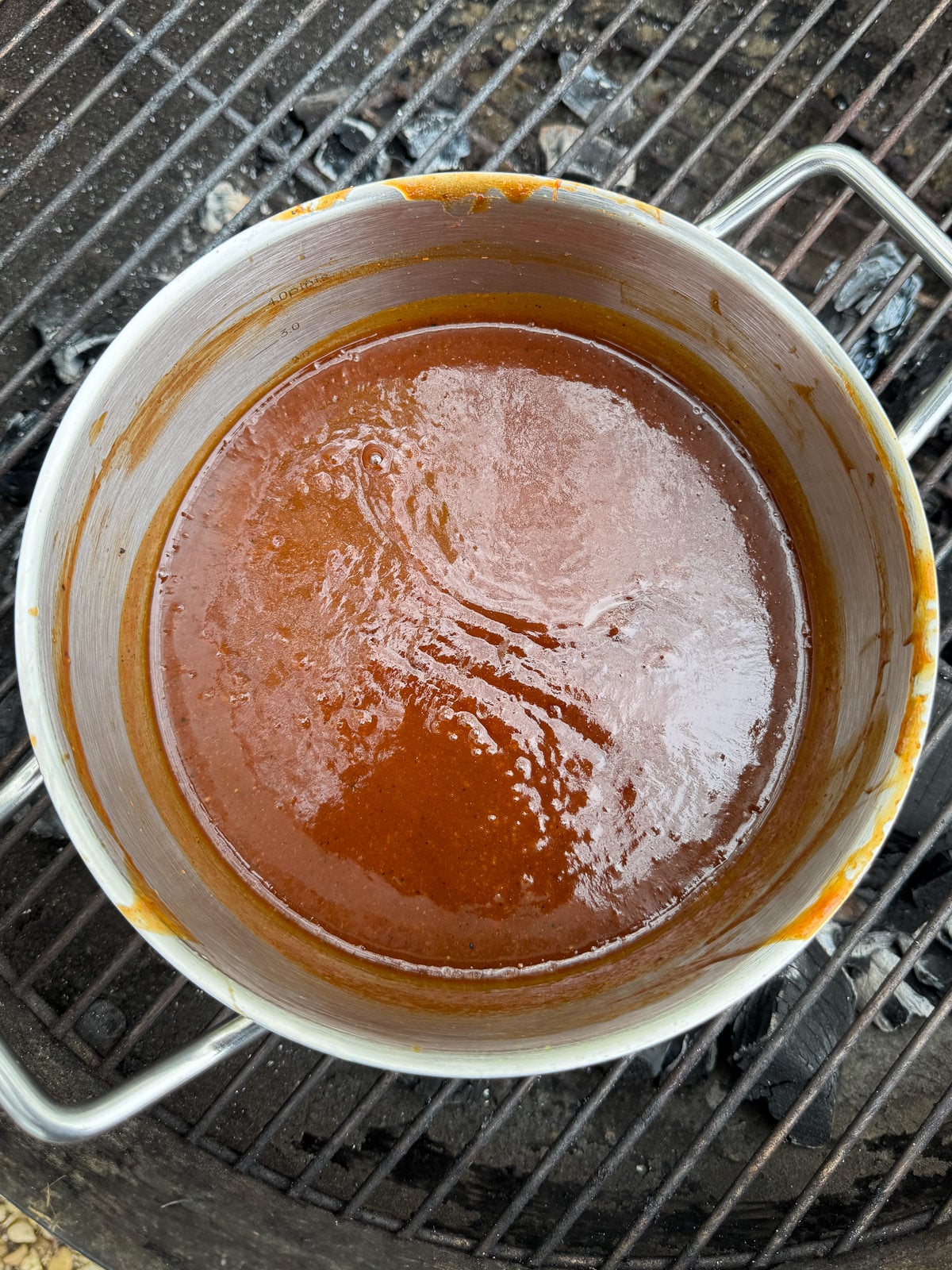 pan of homemade BBQ sauce