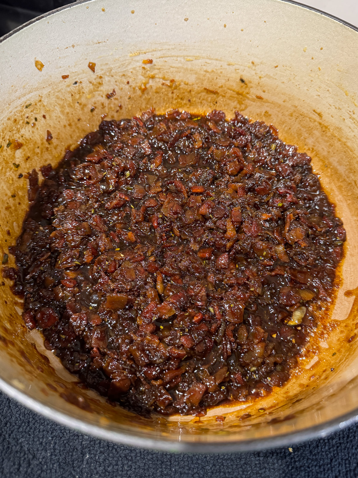 pan of reduced bacon jam