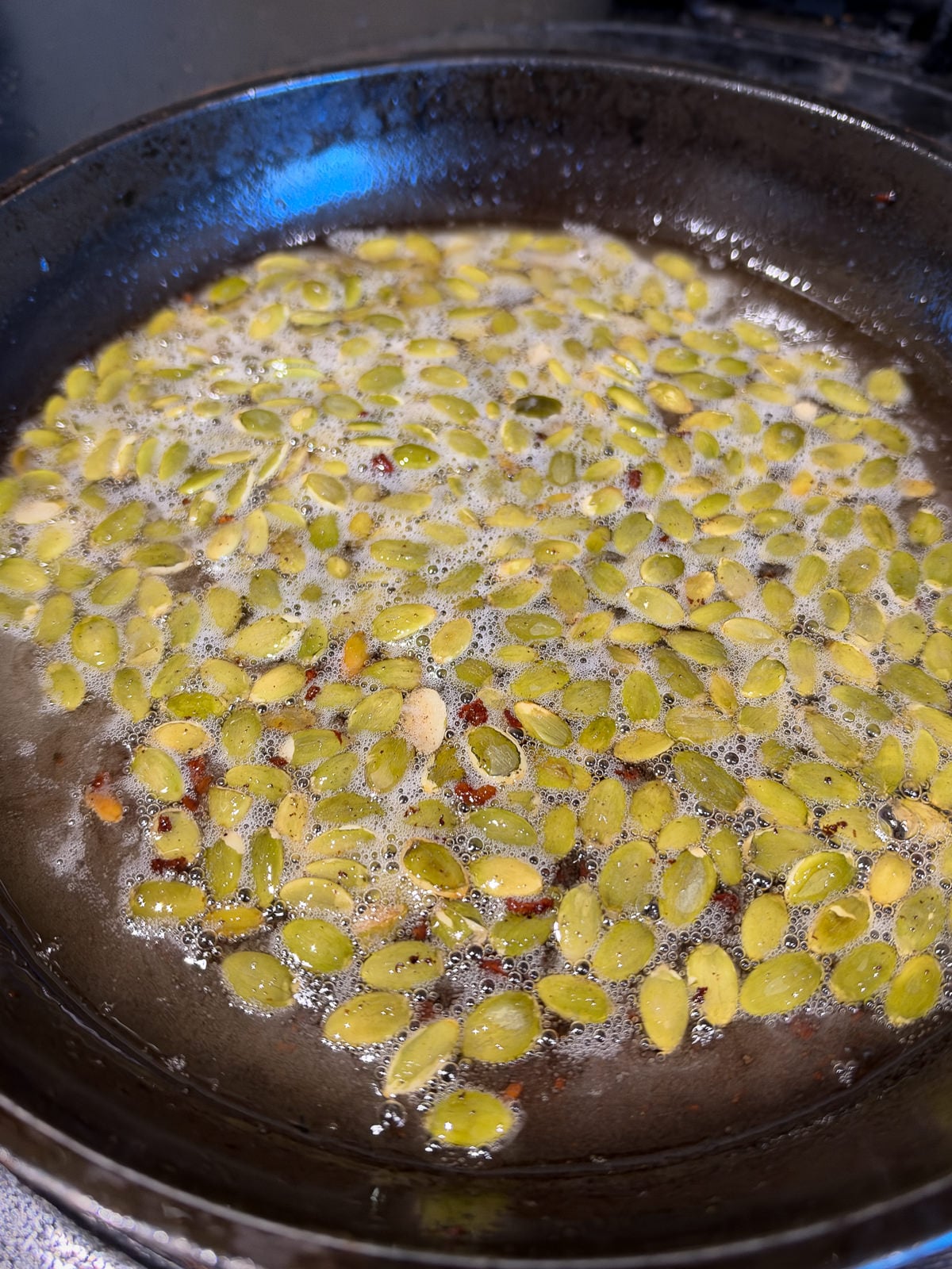 pancetta fried pumpkin seeds