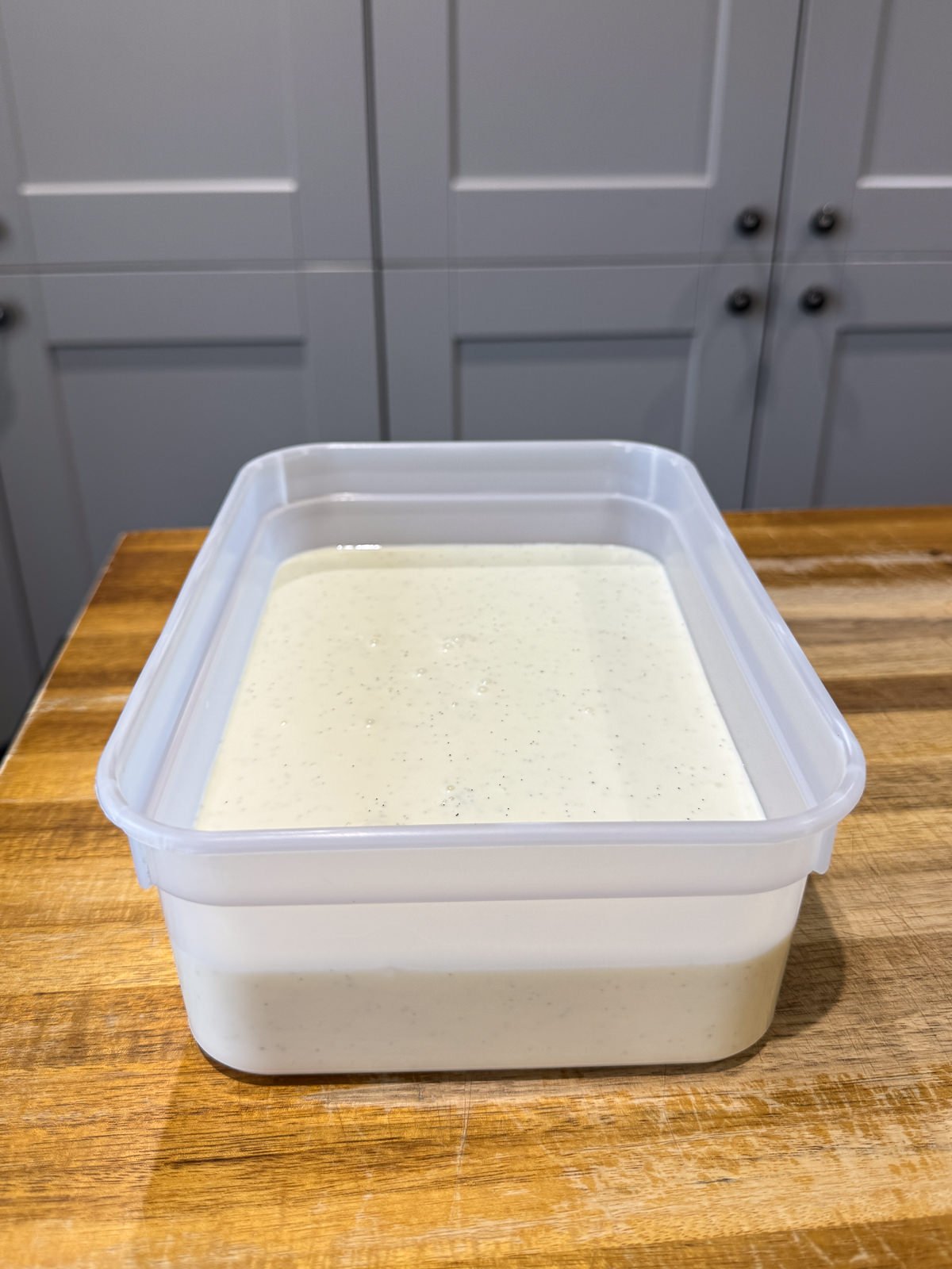 panna cotta set in tub for scooping