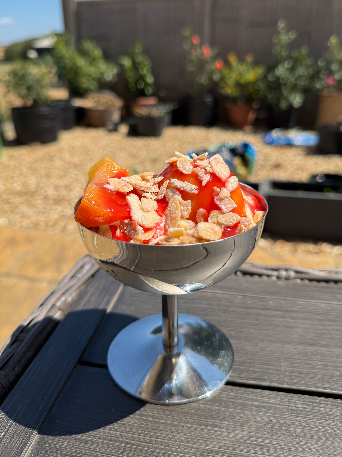 peach melba with homemade raspberry sauce