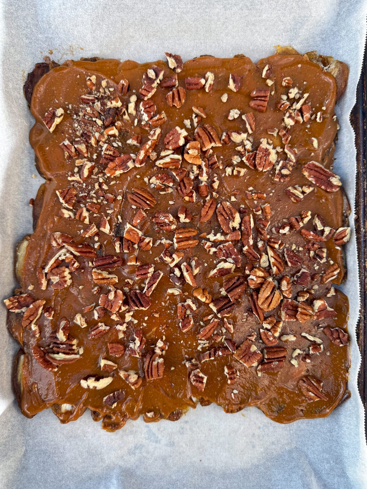pecan maple peanut butter date bark layer