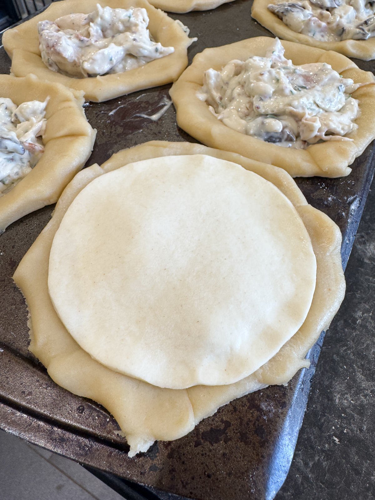 puff pastry chicken pie lid