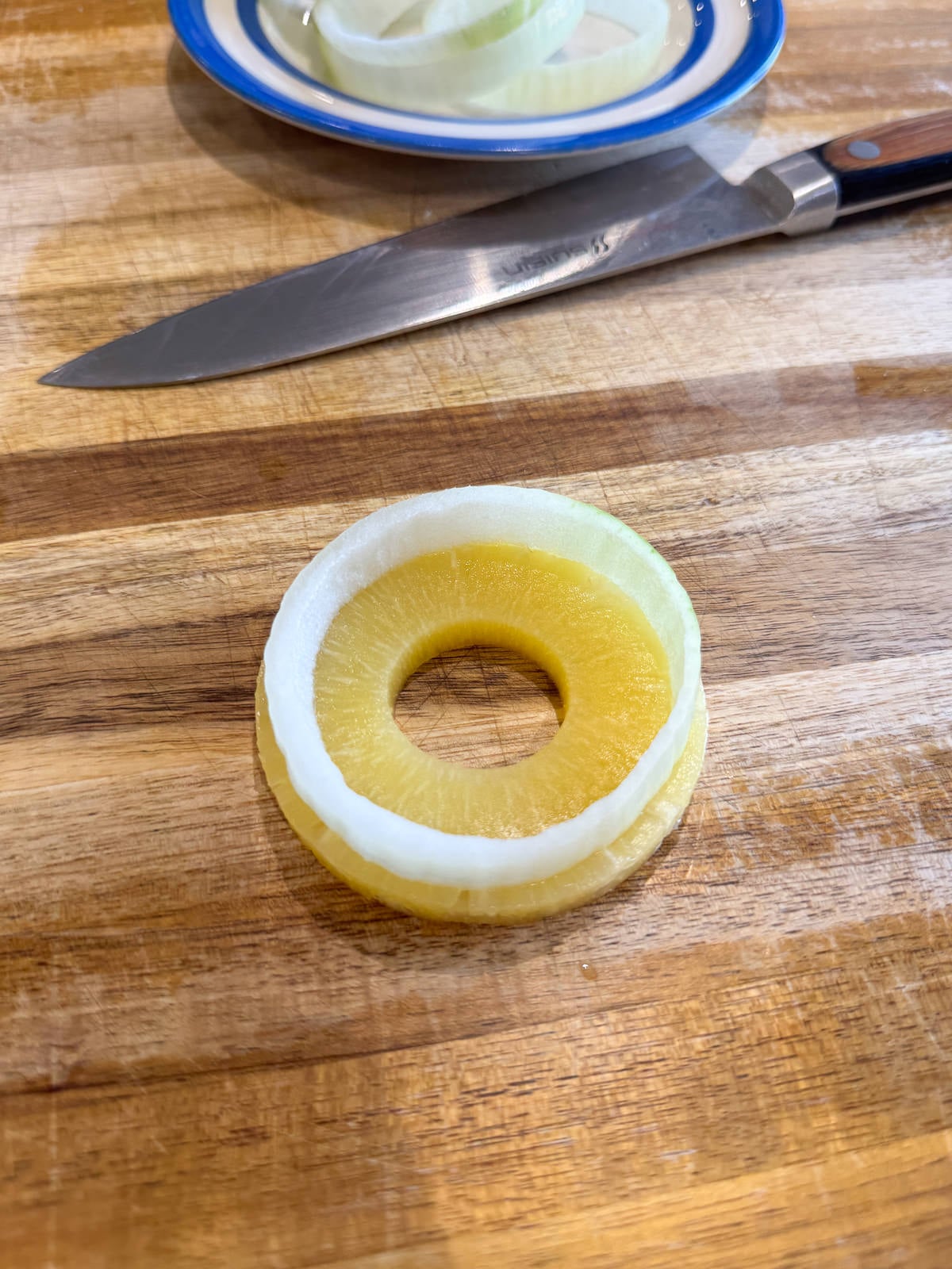 pineapple topped with onion ring
