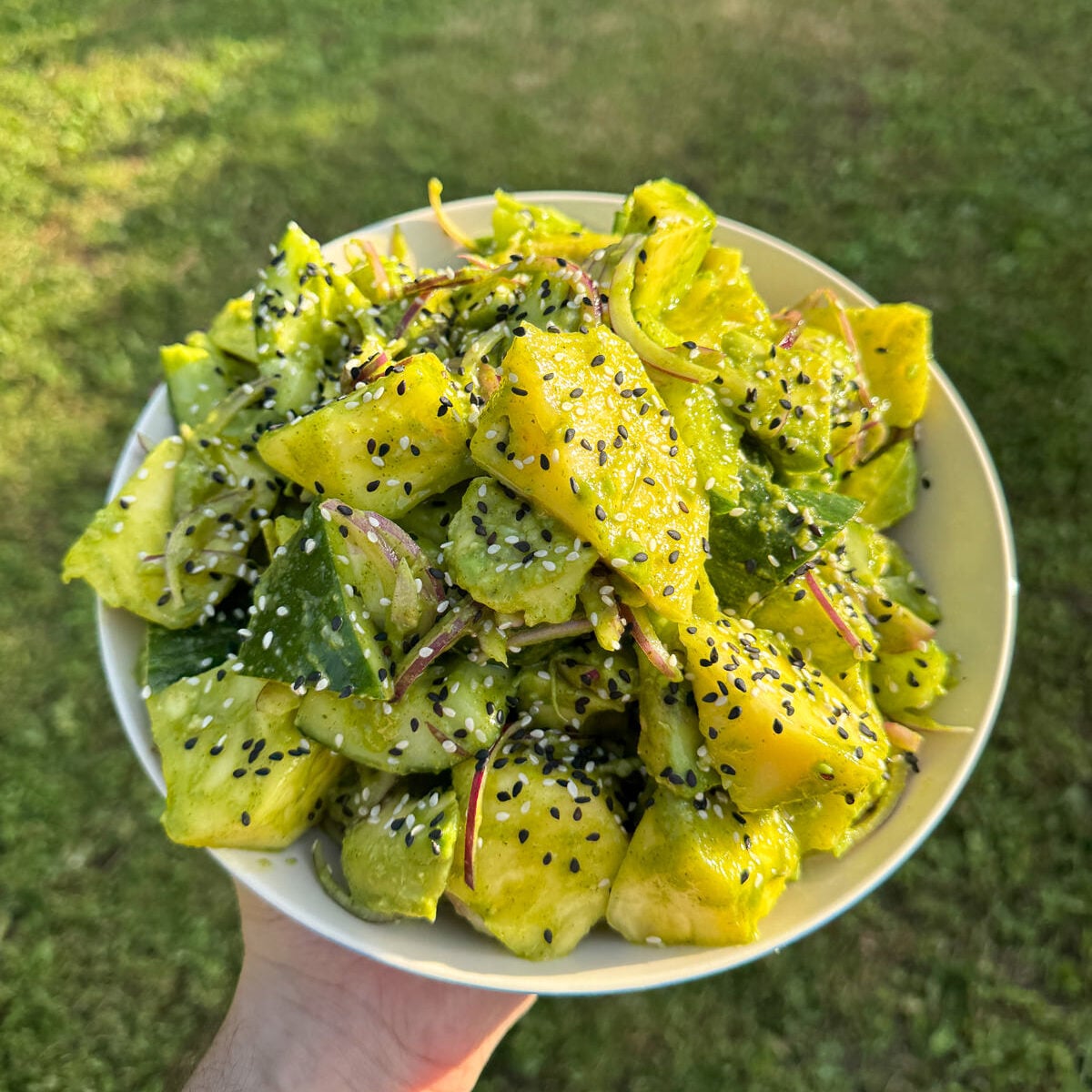 pineapple cucumber salad with mojito dressing