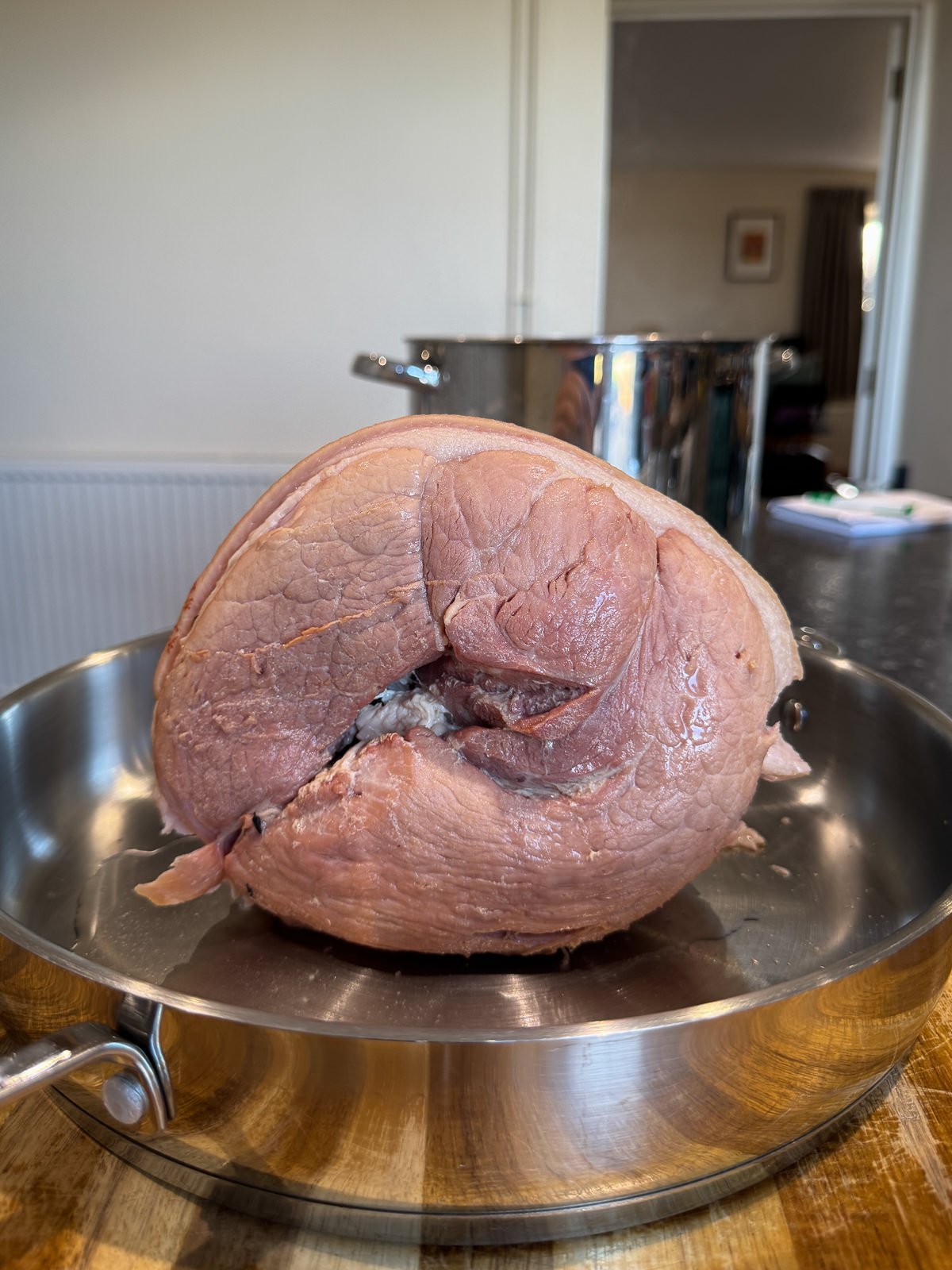 poached gammon joint ready to glaze