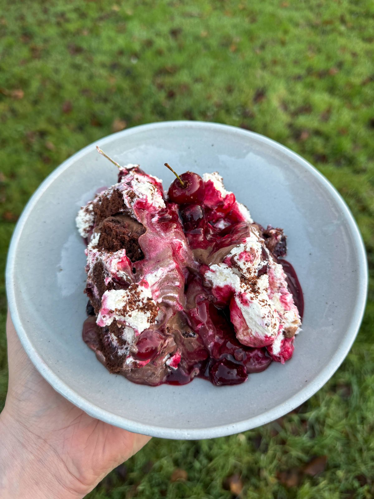 scoop of trifle in bowl