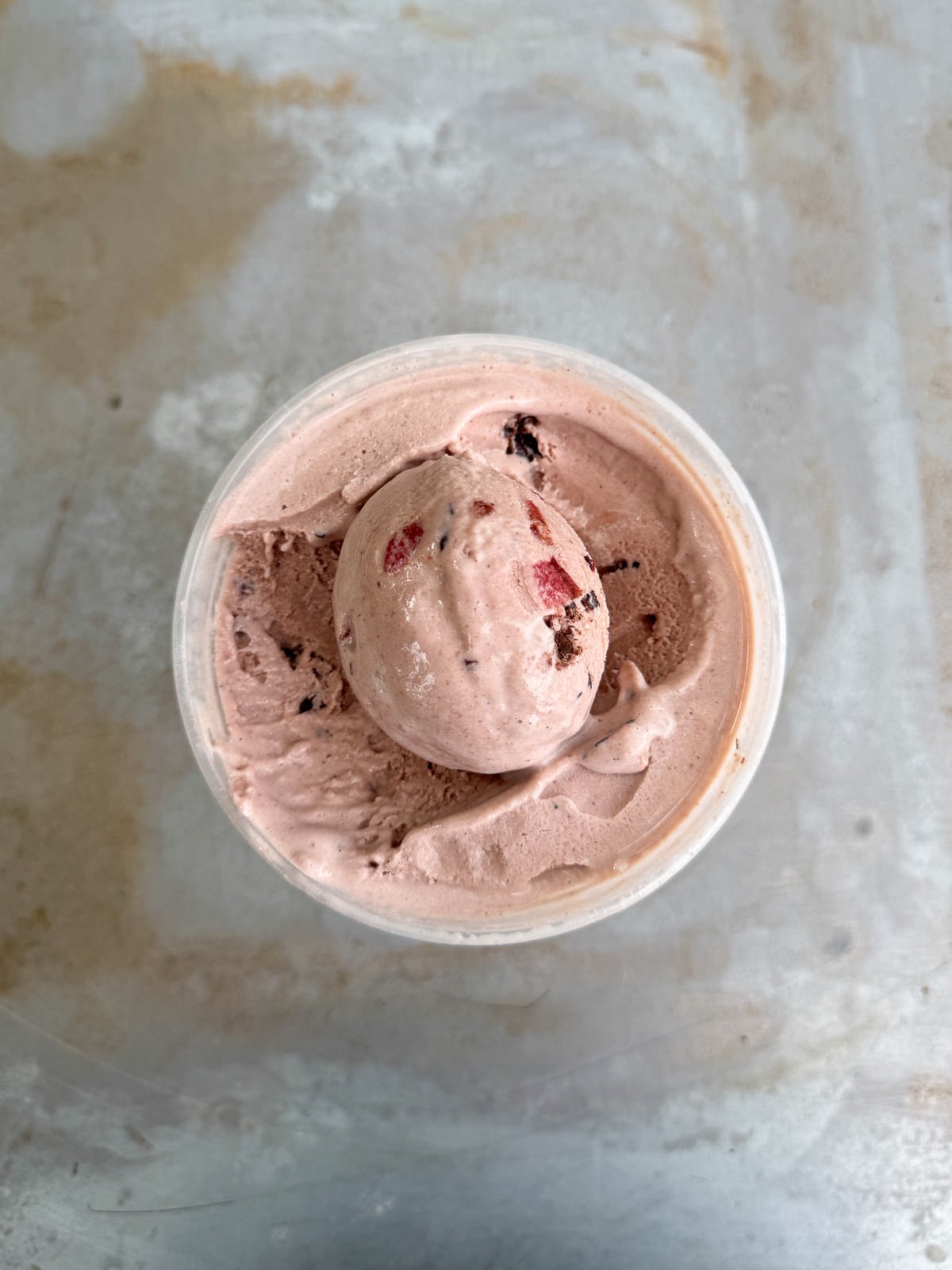 homemade cherry garcia ice cream scoop