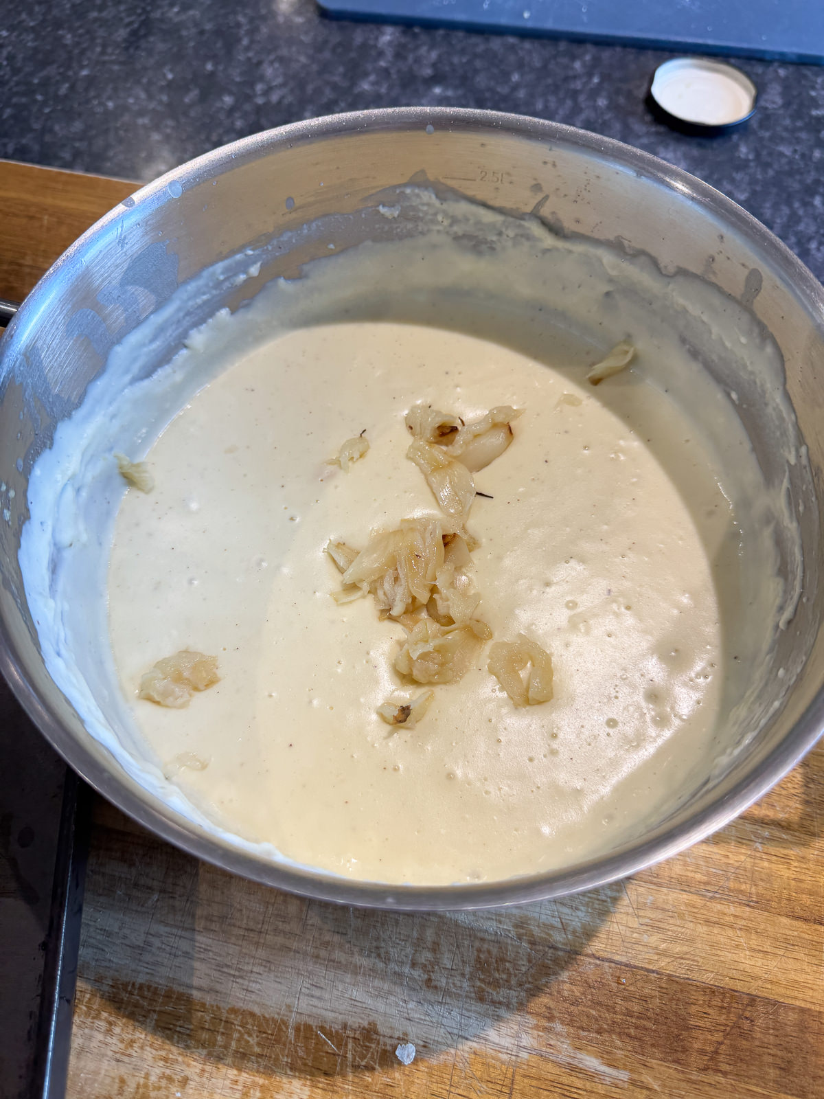 roasted garlic in white sauce