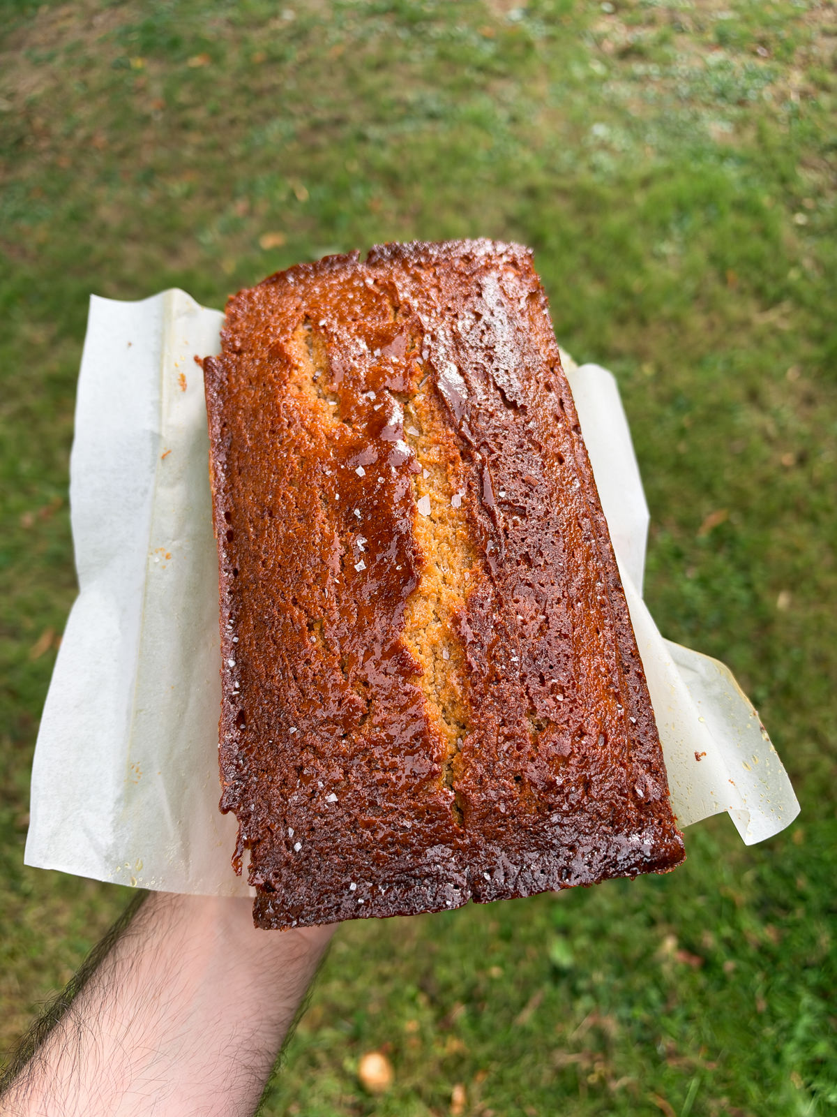 sea salt sprinkled on loaf cake