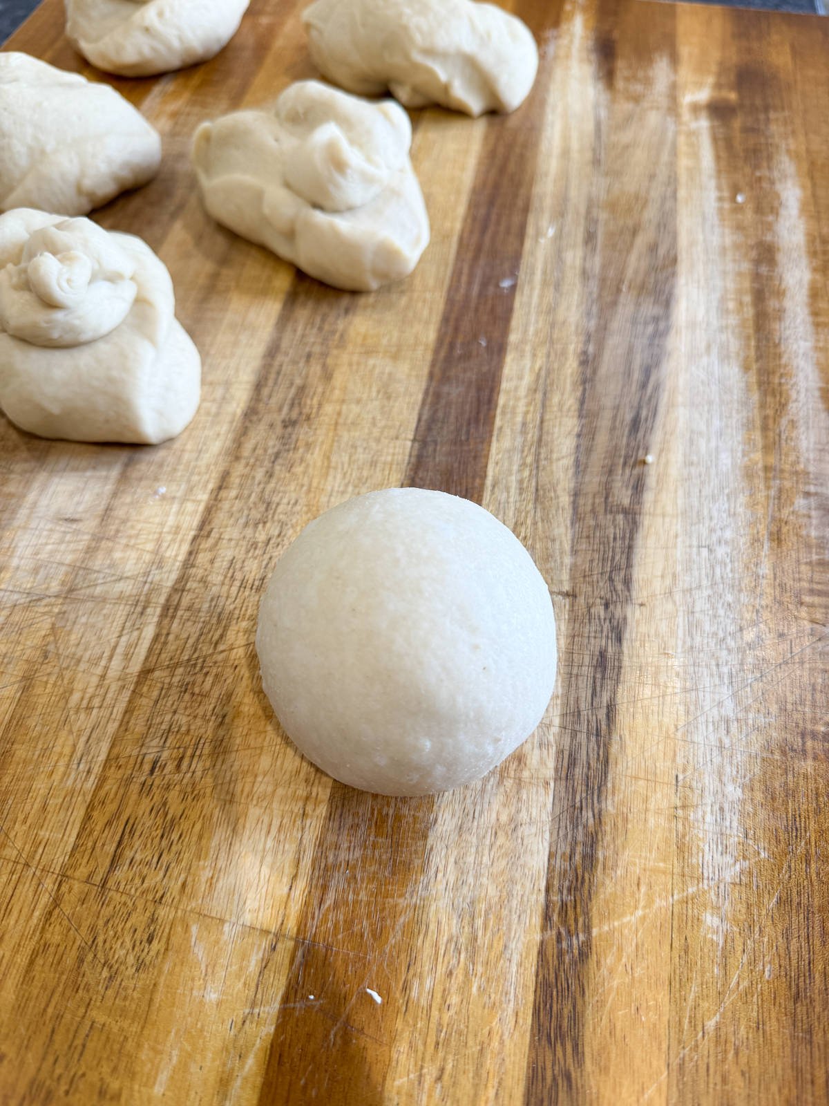 shaped burger bun dough