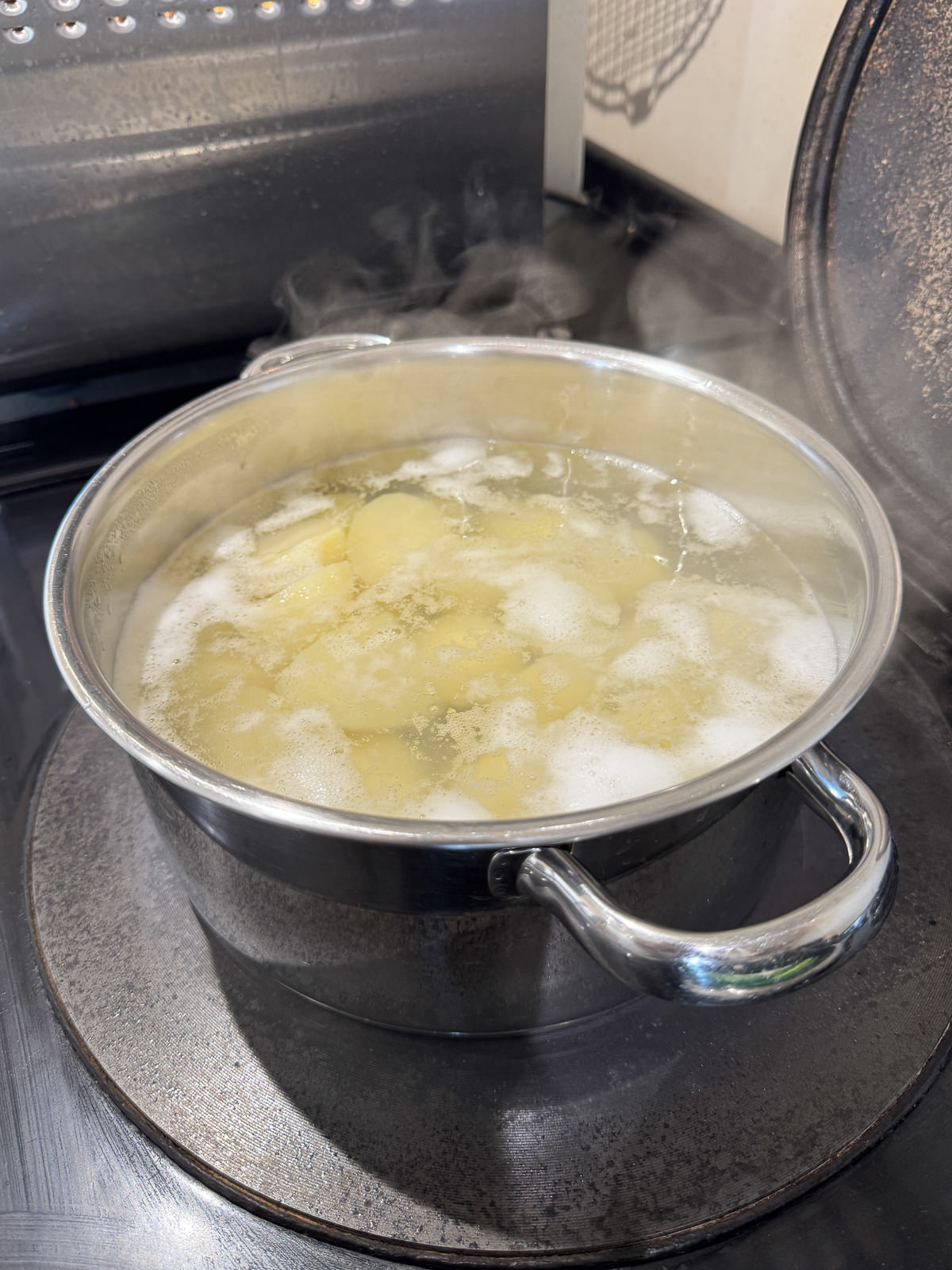 simmering potatoes