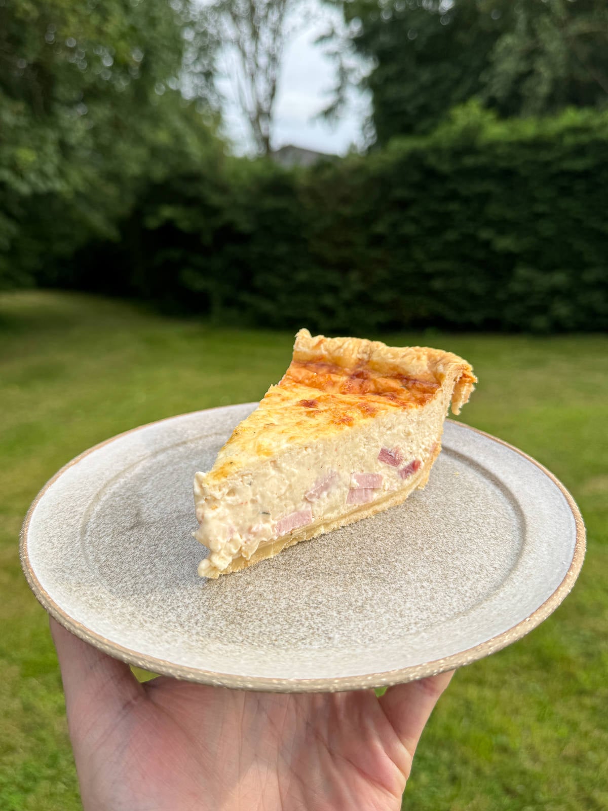 slice of pie crust quiche