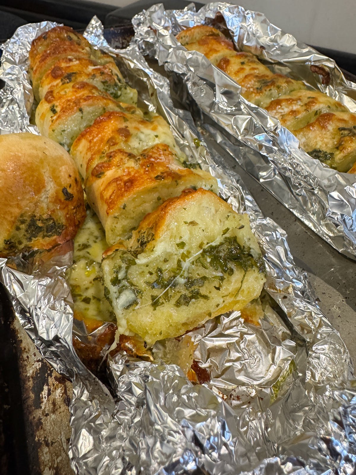 slices of garlic butter baguette