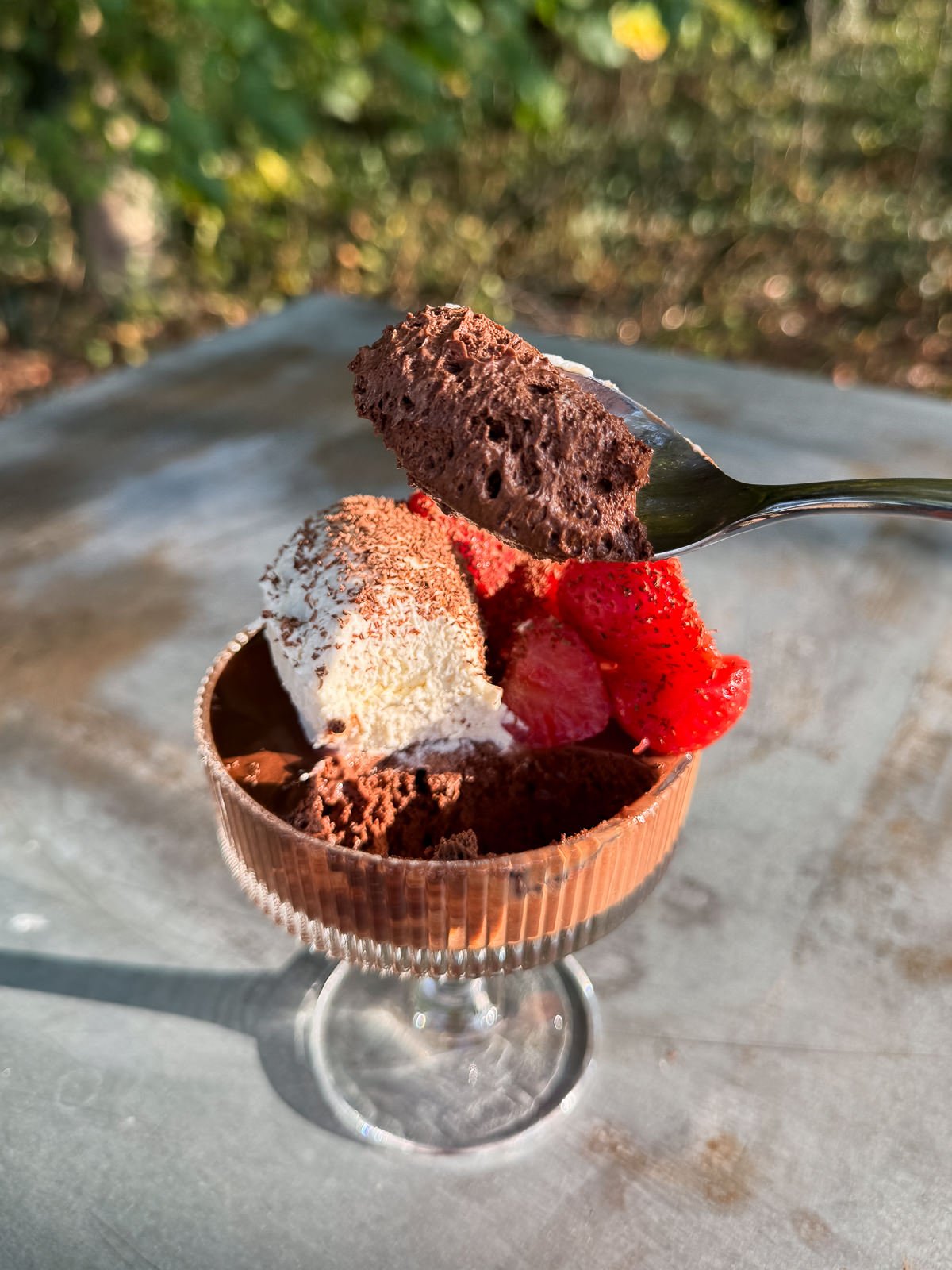 spoonful of chocolate mousse