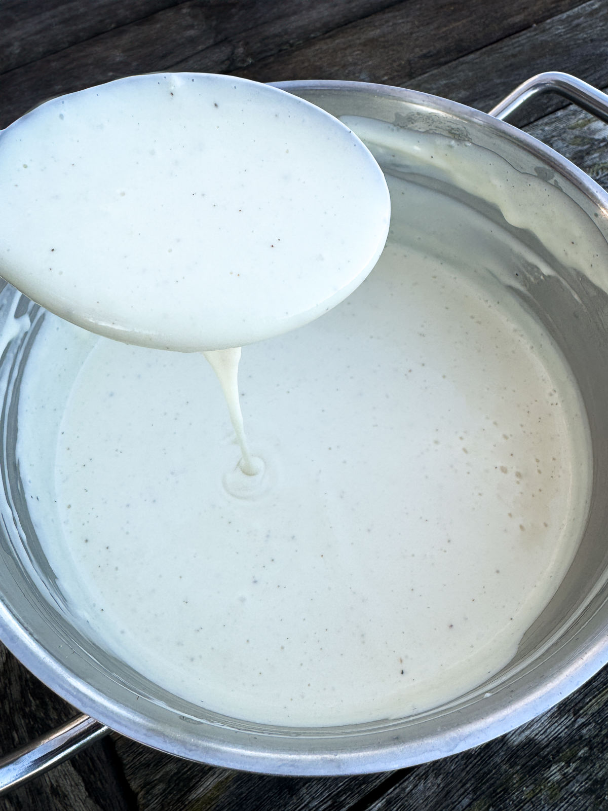 spoonful of white pizza sauce