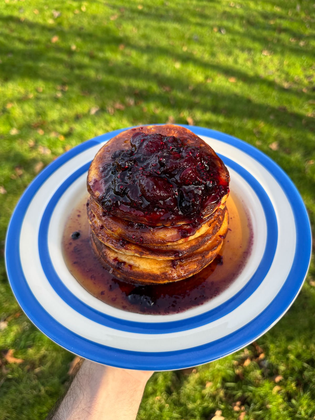 stack of American style cottage cheese pancakes