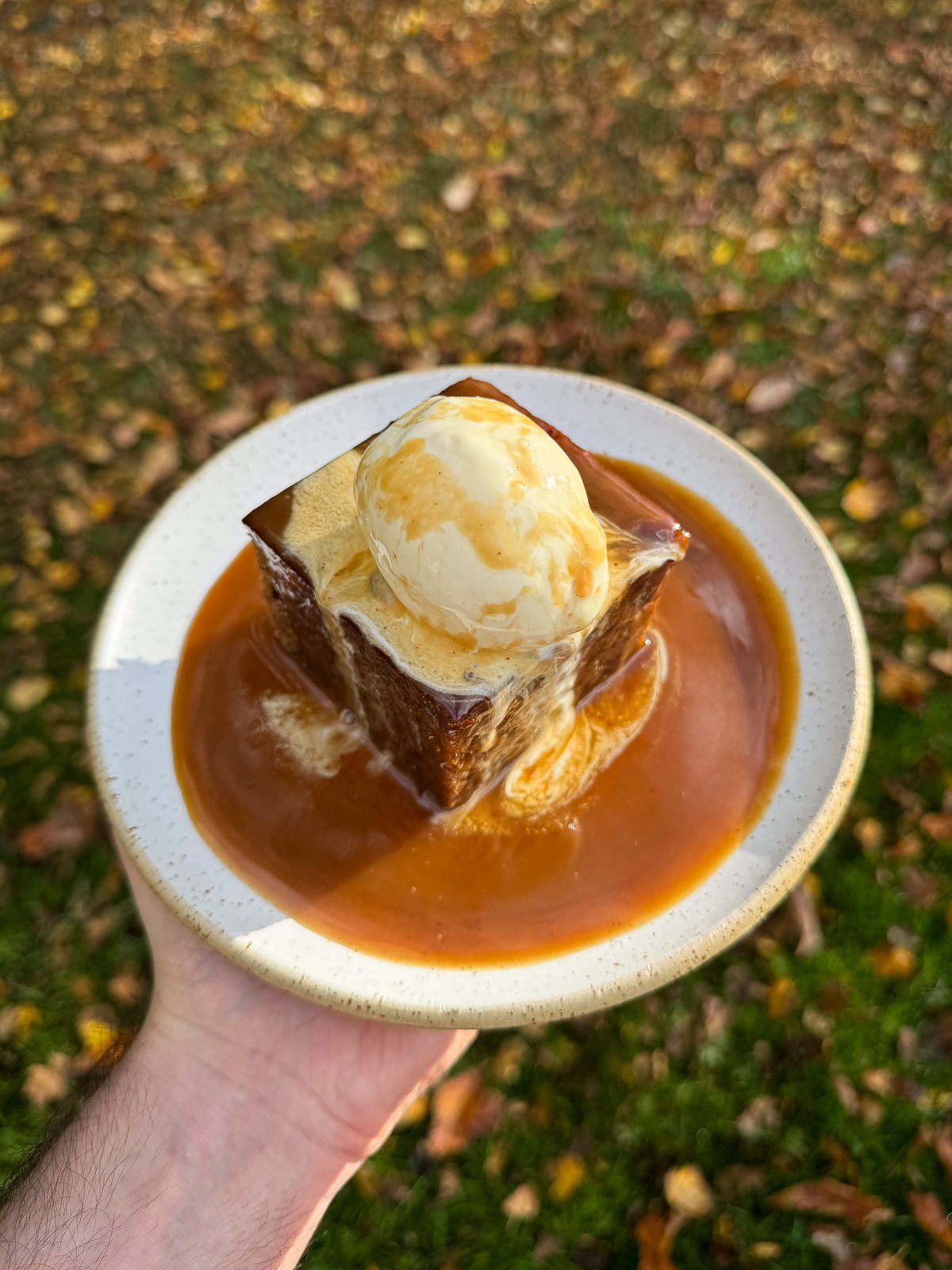 sticky toffee date pudding with ice cream