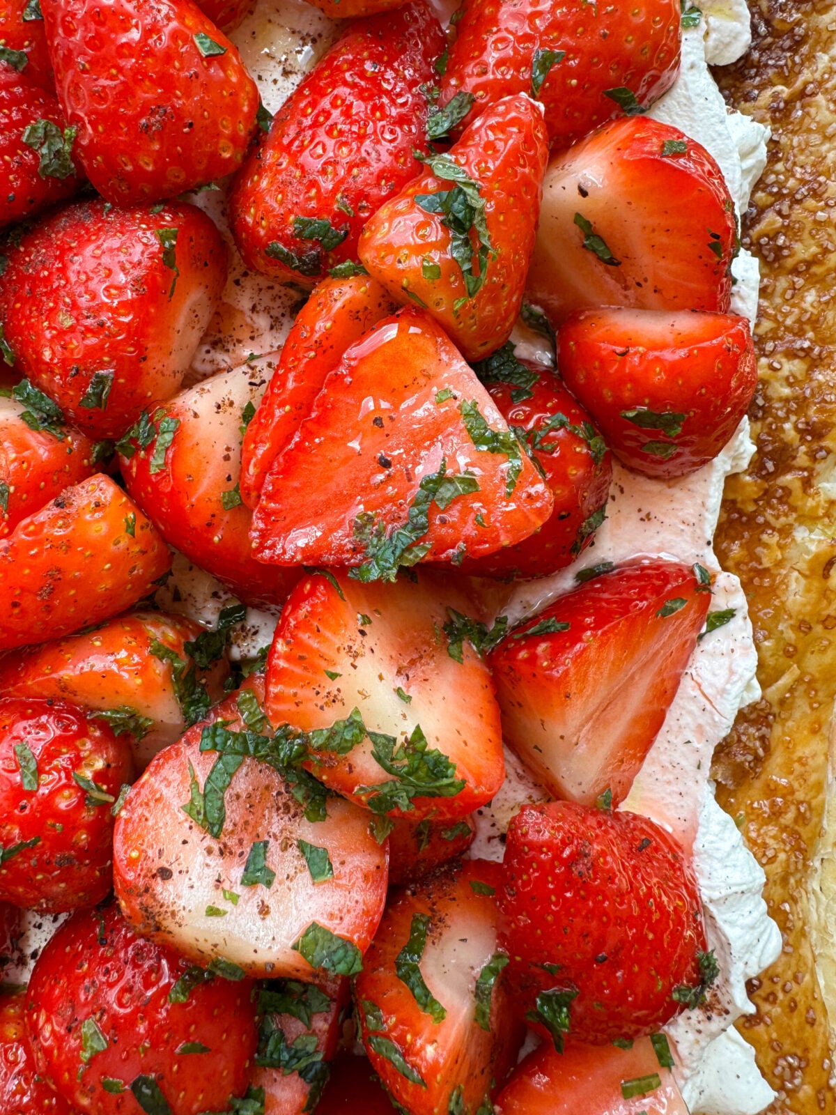 macerated strawberries close up