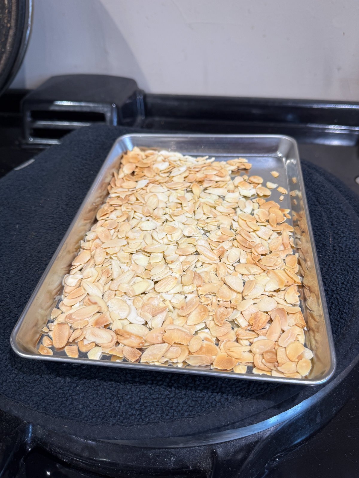 toasted almonds on baking tray